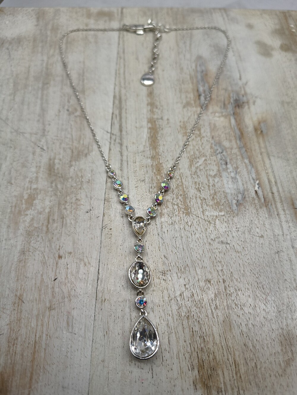 Givenchy Silver-tone Crystal Necklace With Aurora Borealis Accents
